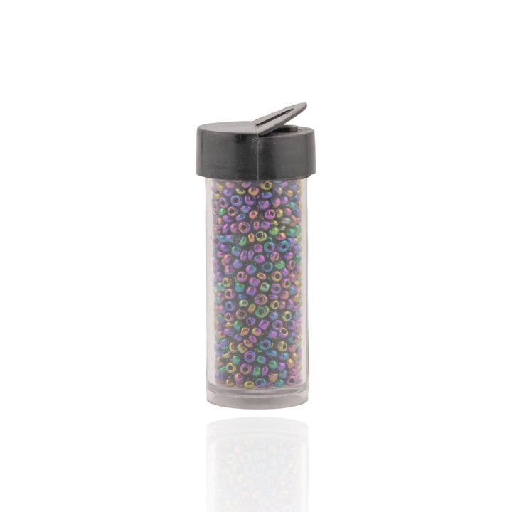 Conteria Di Vetro 2mm Con Contenitore 2,5x5,7cm 16gr Peacock