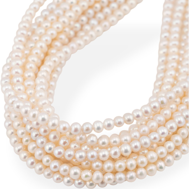 Perle di Fiume Tonde 4,0-5,0mm AAA+ Bianche