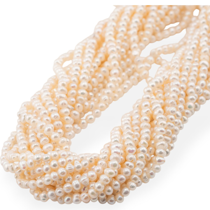 Perle Di Fiume Tonde 4,5-5,0mm Potato Bianco