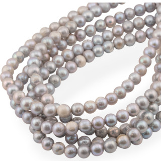 Perle Di Fiume Tonde 7,5-8,0mm Grigio Grezzo