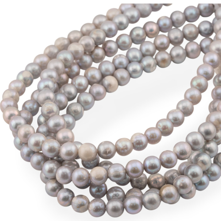 Perle Di Fiume Tonde 7,5-8,0mm Grigio Grezzo