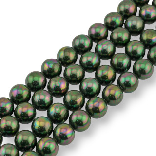Perle di Maiorca Con Nucleo Di Vetro Tondo Liscio 10mm Verde AB