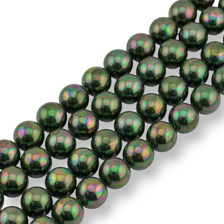 Perle di Maiorca Con Nucleo Di Vetro Tondo Liscio 10mm Verde AB