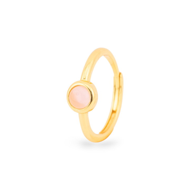 Anello In Argento 925 Con Pietra Incastonata Misura Regolabile Dorato Rosa