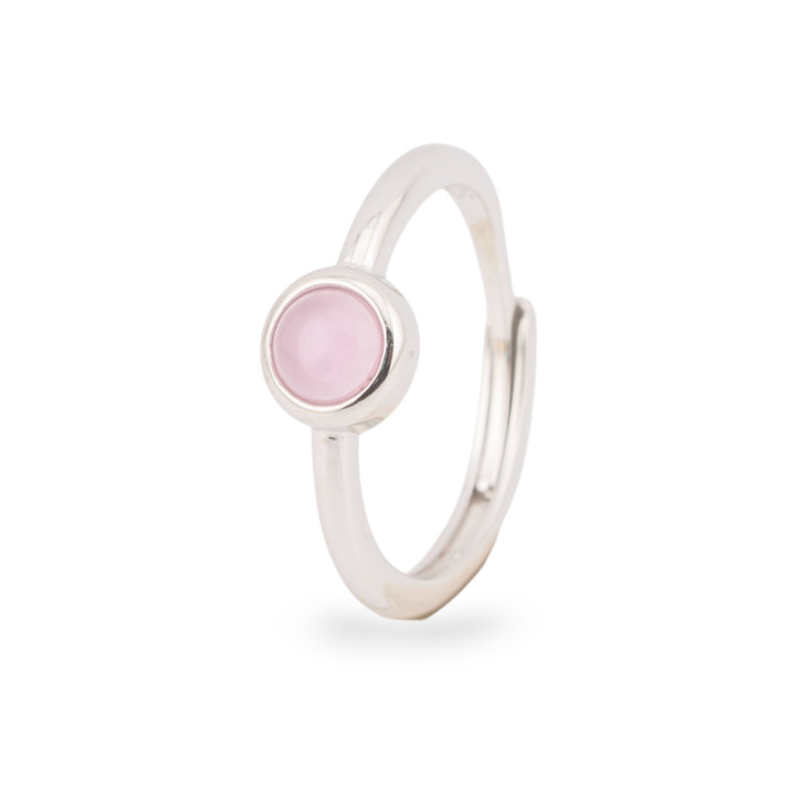 Anello In Argento 925 Con Pietra Incastonata Misura Regolabile Rodiato Rosa