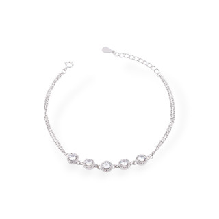 Bracciale In Argento 925 Con Zirconi E Catena Con Chiusura 1pz Rodiato Bianco