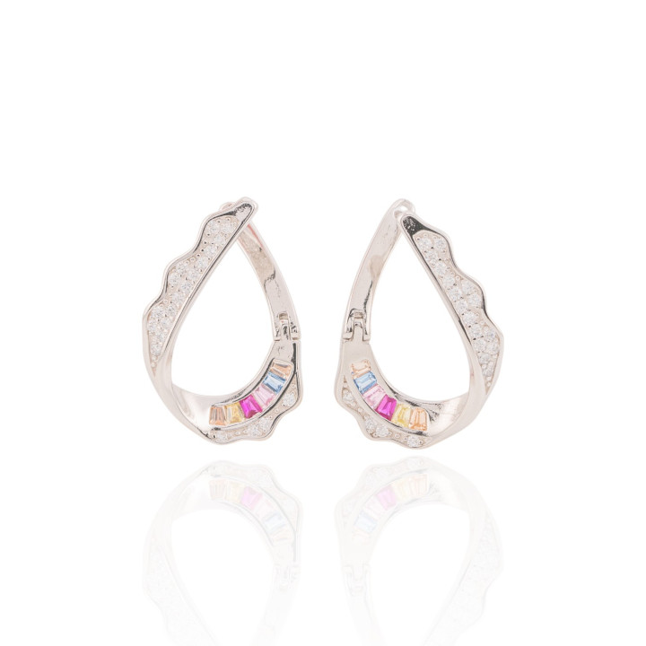 Orecchini Di Argento 925 Con Zirconi 1 Coppia Rodiato Mix