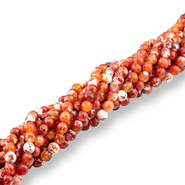 Agata Fuoco Rossa Perlina Tonda Sfaccettata 8mm