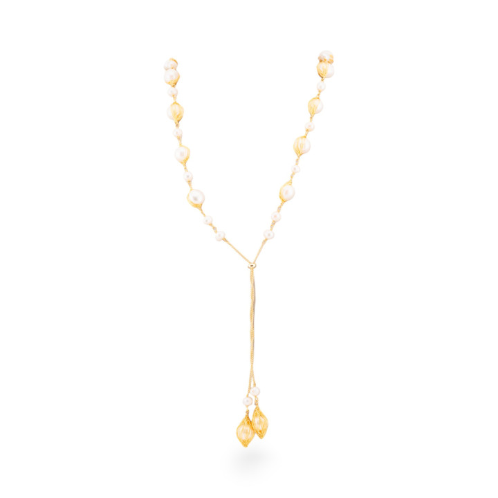 Collana Di Perle Di Fiume Con Bronzo da 12mm