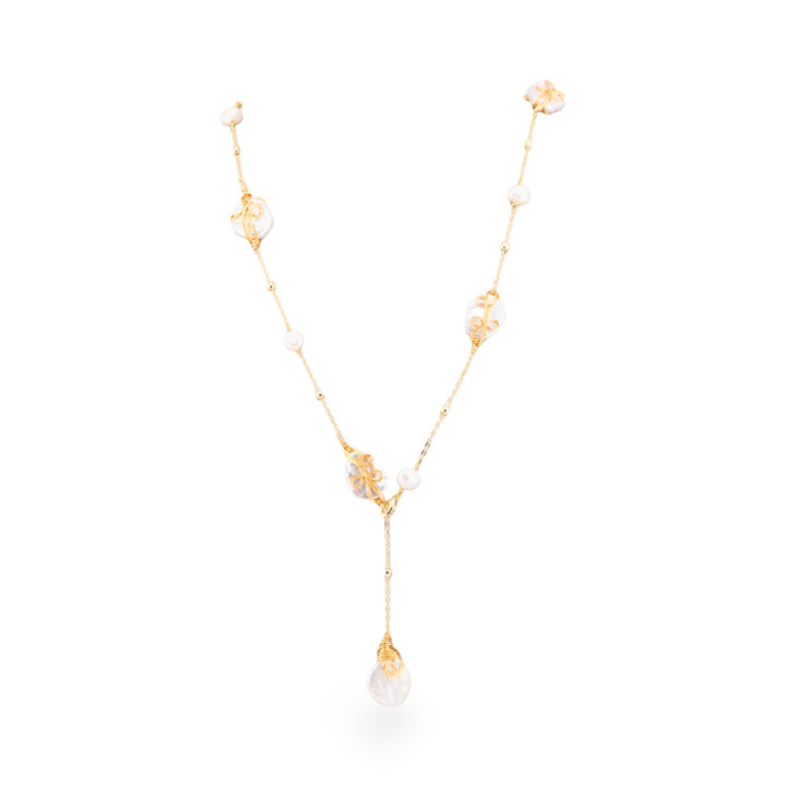 Collana Di Perle Di Fiume Con Bronzo da 15mm