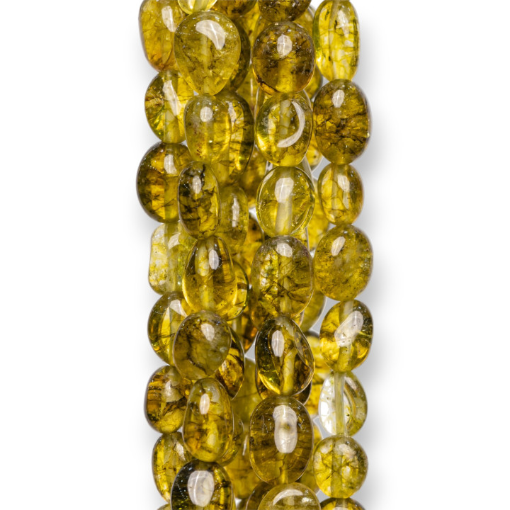 Cristallo Di Rocca Crash Tormalinato Verde Acido Sasso Burattato 8-10mm