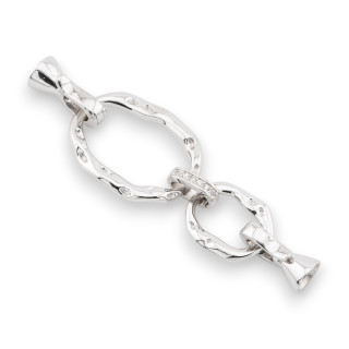 Chiusura Di Argento 925 Con Zirconi 16x56mm Coppette Da 6mm Rodiato