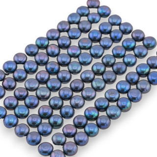 Perle di Fiume Bottoni Cabochon 1 Foro  7,5-8,0mm 33 Paia Grigio Thaiti