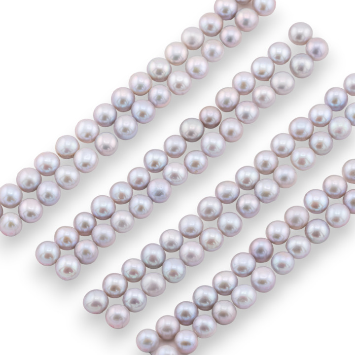 Perle di Fiume Bottoni Cabochon 1 Foro 5,5-6,0mm 60 Paia Grigio