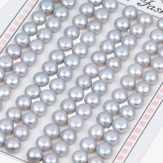 Perle di Fiume Bottoni Cabochon 1 Foro 7,0-7,5mm 48 Paia Grigio Silver