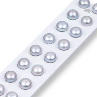 Perle Di Fiume Bottoni Cabochon 1 Foro (AAAA) 9,5-10,0mm 1Paia Grigio