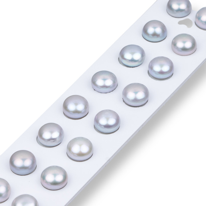 Perle Di Fiume Bottoni Cabochon 1 Foro (AAAA) 9,5-10,0mm 1Paia Grigio