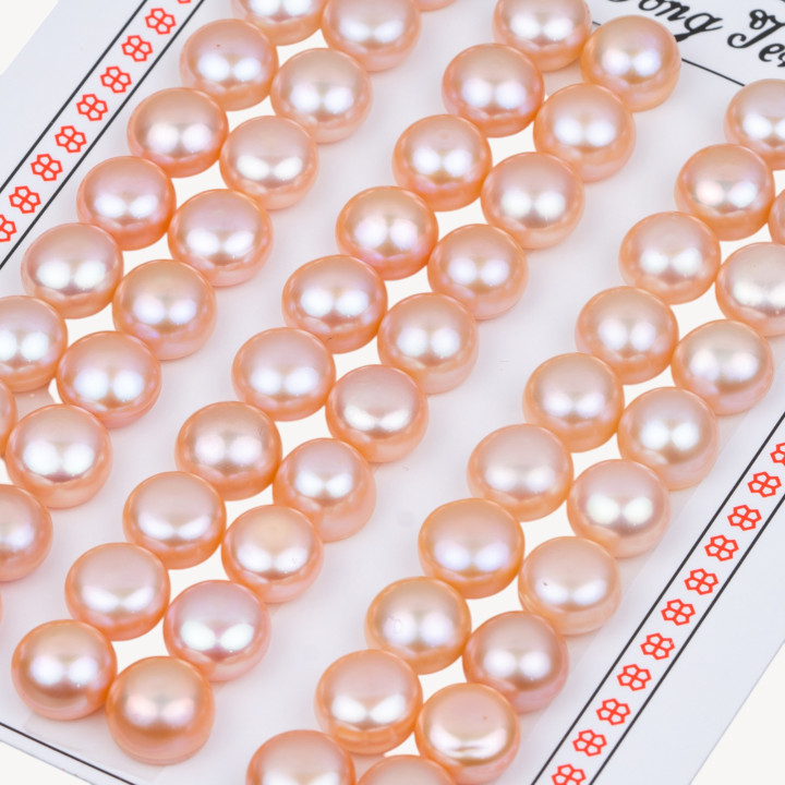 Perle di Fiume Bottoni Cabochon 1 Foro  9,0-9,5mm 27 Paia Rosa