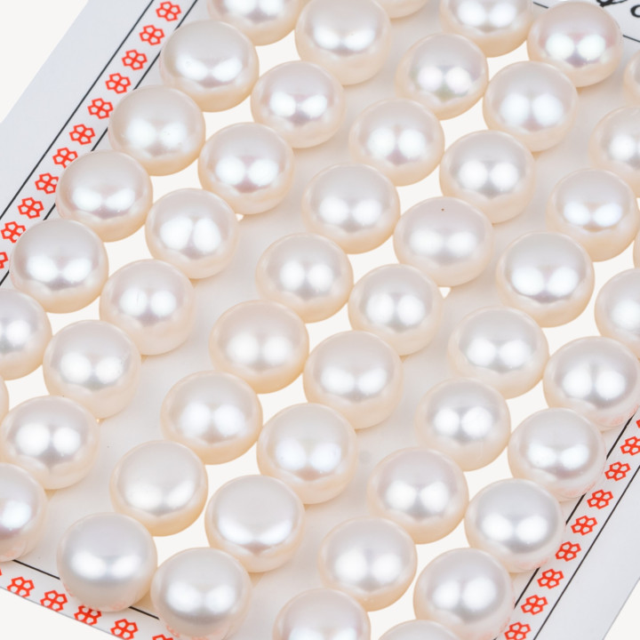 Perle di Fiume Bottoni Cabochon 1 Foro 10,5-11,0mm 24 Paia Bianco
