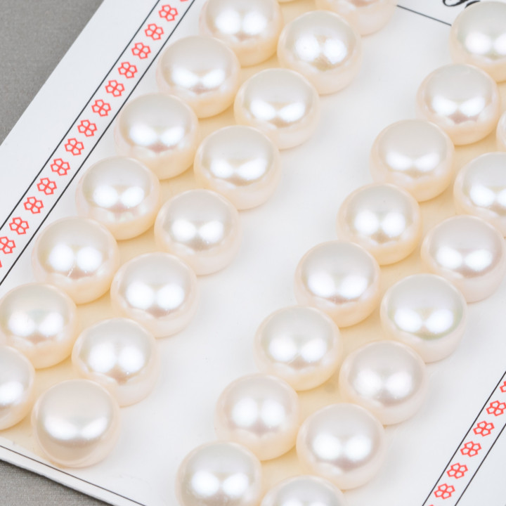 Perle di Fiume Bottoni Cabochon 1 Foro 11,0-11,5mm 24 Paia Bianco