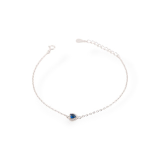 Bracciali In Argento 925 Con Zirconi Punto Luce Cuore E Catena Blu