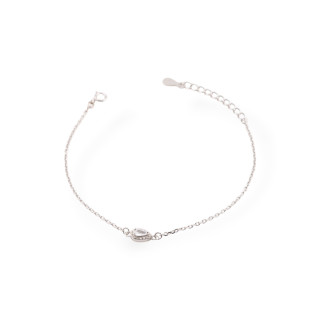 Bracciali In Argento 925 Con Zirconi Punto Luce E Catena Rodiato Bianco