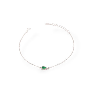 Bracciali In Argento 925 Con Zirconi Punto Luce E Catena Rodiato Verde