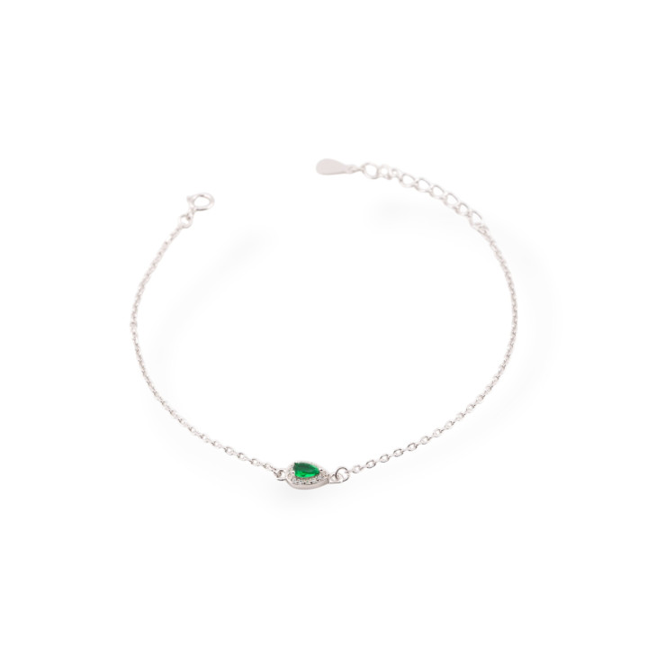 Bracciali In Argento 925 Con Zirconi Punto Luce E Catena Rodiato Verde