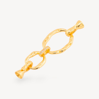 Chiusura Di Argento 925 Con Zirconi 16x56mm Coppette Da 6mm Dorato