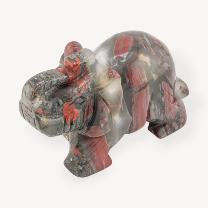 Soprammobile Statua Di Pietre Dure  Elefante 10cm Bloody Jasper