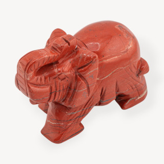 Soprammobile Statua Di Pietre Dure  Elefante 10cm Diaspro Rosso
