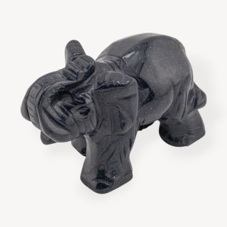 Soprammobile Statua Di Pietre Dure  Elefante 10cm Pietra Del Sole Blu