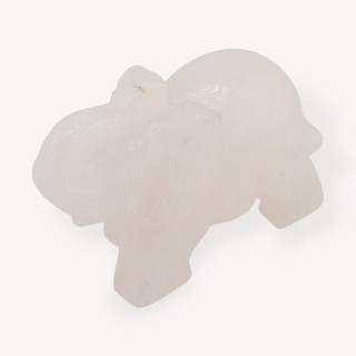 Soprammobile Statua Di Pietre Dure  Elefante 10cm Quarzo Rosa Chiaro