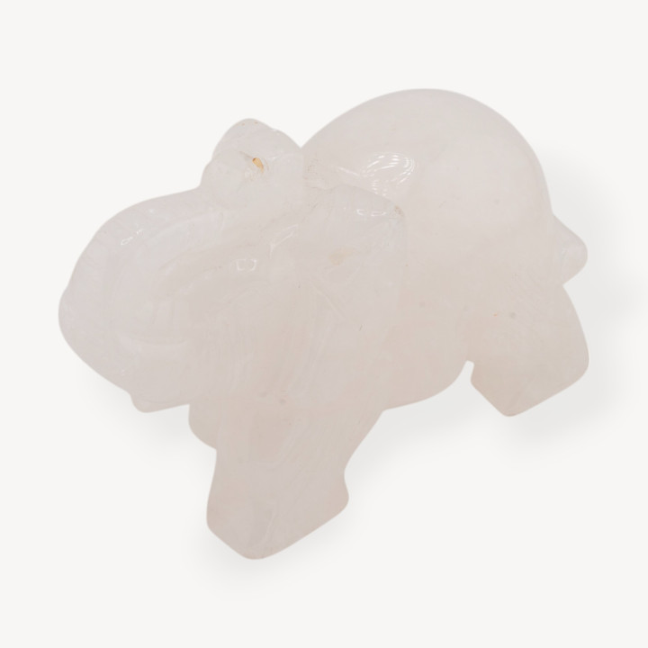 Soprammobile Statua Di Pietre Dure  Elefante 10cm Quarzo Rosa Chiaro