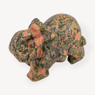 Soprammobile Statua Di Pietre Dure  Elefante 10cm Unakite