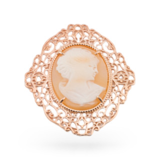 Componente Connettore Di Argento 925 Con Cammei Barocco 38x45mm 1pz Oro ROsa