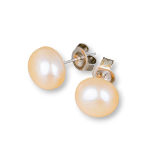 Orecchini Di Argento 925 E Perle Di Fiume  9,0-9,5mm 6 Coppie Rosa
