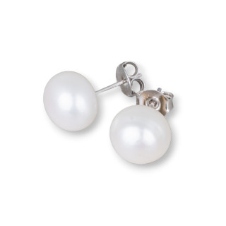 Orecchini Di Argento 925 E Perle Di Fiume 11,5-12,0mm 1 Coppia Bianco