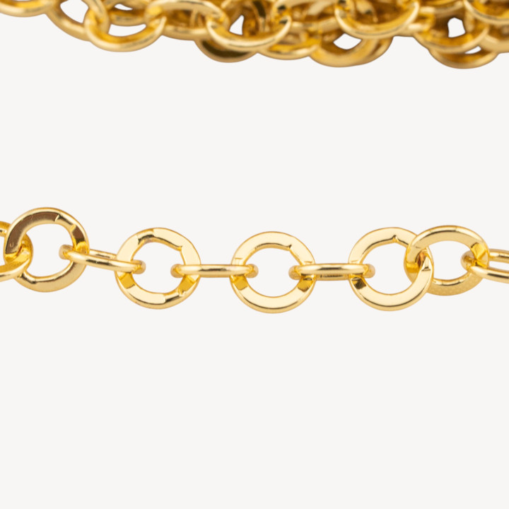 Catena Di Bronzo A Metraggio Forzatina Tonda Schiacciata 4,0mm COD260Y 1 Metro Dorato