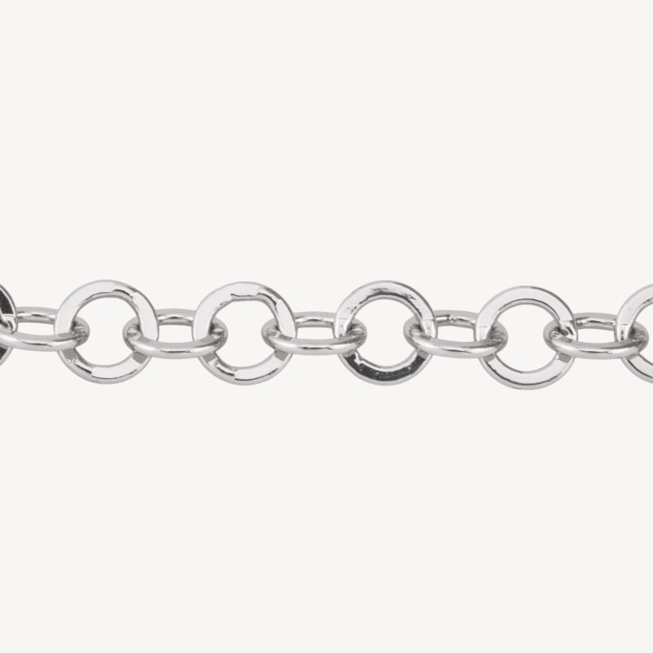 Catena Di Bronzo A Metraggio Forzatina Tonda Schiacciata 5,0mm COD280Y 1 Metro Rodiato