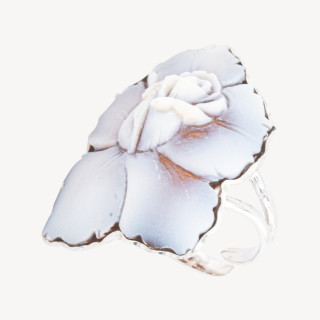 Anello In Argento 925 Con Cammeo Italiano Artigianale Misura Regolabile 25x35mm