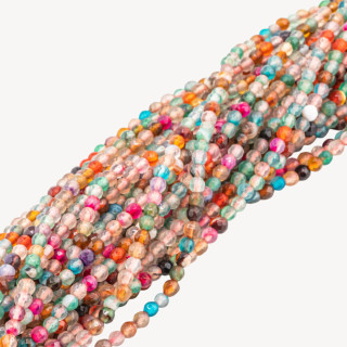 Agata Multicolor Perlina Tonda Sfaccettata 3mm