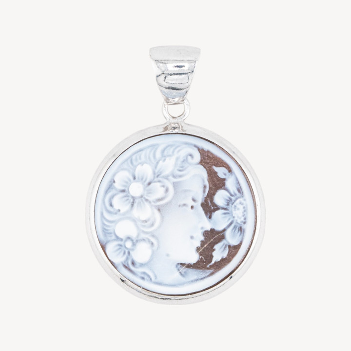 Componente Pendente In Argento 925 Con Cammeo Italiano Artigianale 27mm