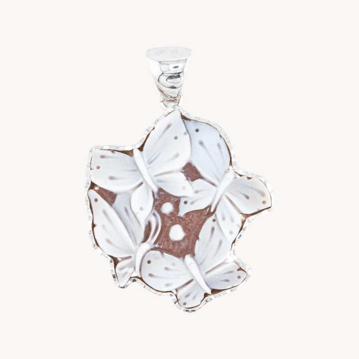 Componente Pendente In Argento 925 Con Cammeo Italiano Artigianale 33x37mm