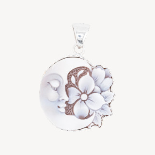 Componente Pendente In Argento 925 Con Cammeo Italiano Artigianale 33mm