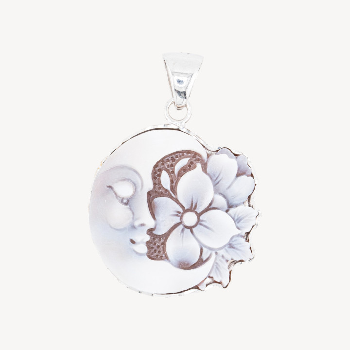 Componente Pendente In Argento 925 Con Cammeo Italiano Artigianale 33mm