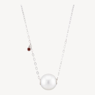 Collana Di Argento 925 Con Catena Forzatina E Punto Luce Arancione E Pendente Sfera 40+6cm