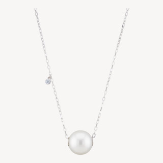 Collana Di Argento 925 Con Catena Forzatina E Punto Luce Bianco E Pendente Sfera 40+6cm