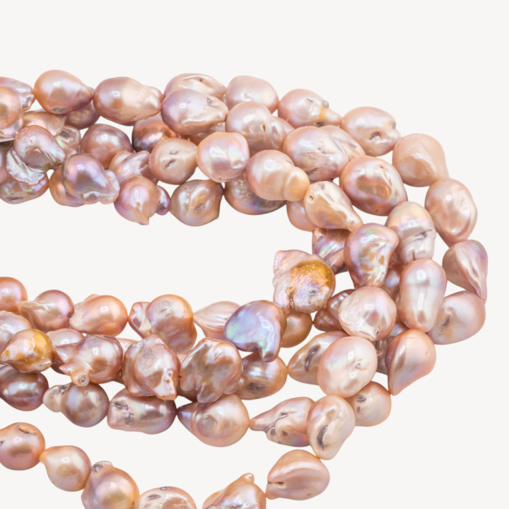 Perles de rivière baroques en forme de larme (NBQ) 100-110gr Blanc