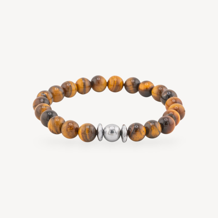 Pulsera Elástica De Piedras Preciosas De 8 Mm Con Hematita Ojo De Tigre Línea Hombre